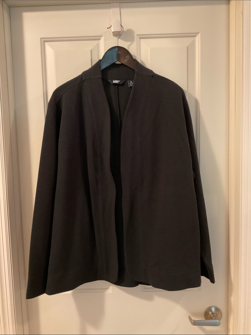 Lands End Womens Black Open-Front Jacket - 1X 16-18W